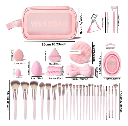 Juego De 70 Brochas Rosas Hghdbt, Kit De Maquillaje Completo