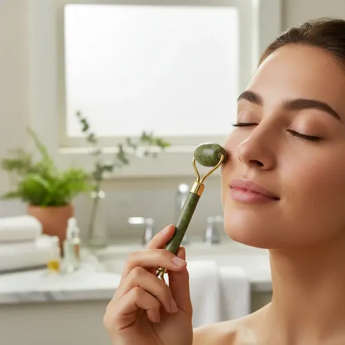 Rodillo Jade Facial Eloise Verde Musgo Masajeador Doble