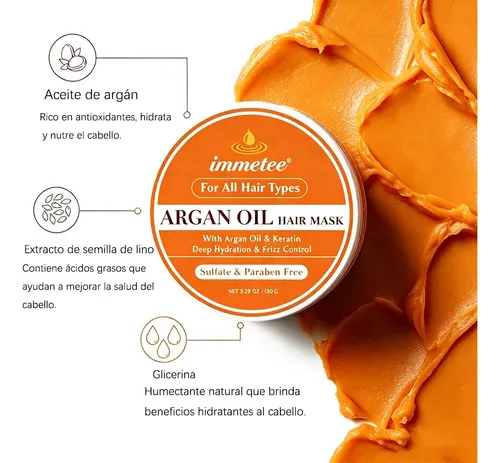 Mascarilla Capilar Con Aceite De Argán Immetee, 150 G