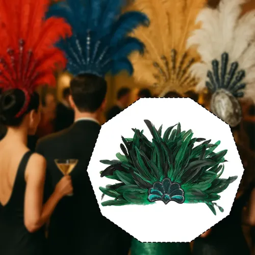 Tocado De Plumas Showgirl Verde Para Cosplay