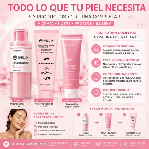 Set De Cuidado  Weud: Sérum, Crema Y Tónico Con Péptidos.