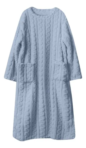 Pijama De Mujer Con Manga Y Bolsillo, Bata De Baño Elegante
