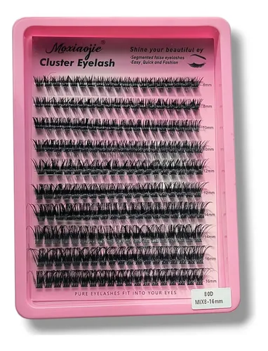 Pestañas Postizas Cluster 80d Largos Mix De 8 A 16 Mm