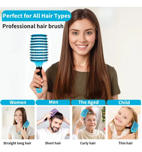 Set De 2 Cepillos Para El Cabello Hippih Con Cerdas De Jabal