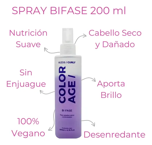 Shampoo Acondicionador Y Bifasico Rulos Pelo Seco Color Age