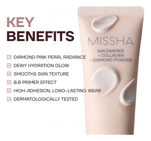 Prebase Facial Missha M Bb Boomer Dewy Glow, 1.35 Oz Crema Crema