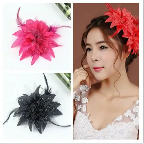 Broche Moderno Con Plumas, Pinza Para El Pelo, Cuentas De Fl