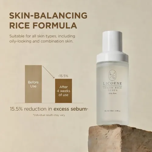 Tónico Facial Coreano Licorne Vegan Rice Toner Con Agua De A