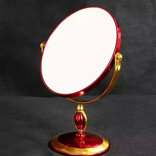 Espejo Redondo Giratorio De Doble Cara Para Cosméticos Para  Rojo Y Dorado