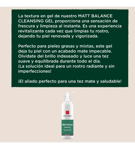 Gel De Limpieza Facial Lidherma Matt Balance Piel Grasa