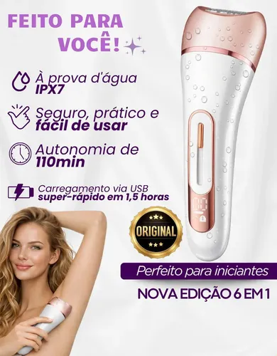 Fj Depiladora Eléctrica 6 En 1 Original 6053 Mujer Usb Oro