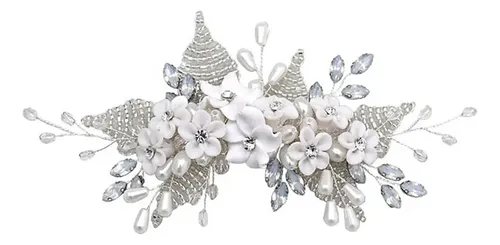 Peineta Para El Pelo Pretty Crystal Pearl, Elegante Peineta