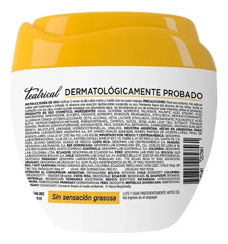 Crema Facial Aclaradora Teatrical Células Madre día/noche para todo tipo de piel de 200mL/200g