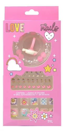 Uñas Postizas para Niñas Thelma & Louise Rosa Autoadhesivas con Accesorios