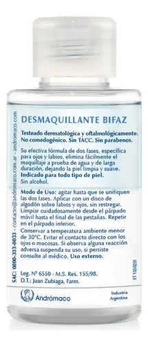 Desmaquillante bifaz de ojos y labios Dermaglós x100ml