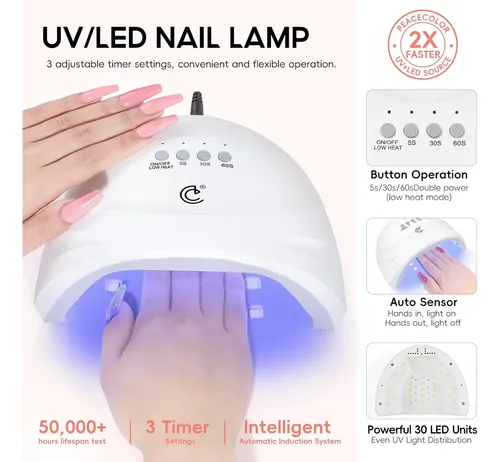 Kit De Esmaltes Semipermanentes 56 Colores Con Luz Uv