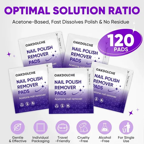Remover Esmalte Acetona 120 Uds Oakdolche Para Gel Y Regular