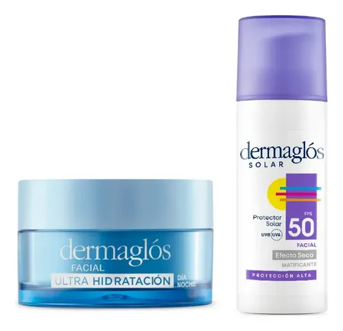 Kit Dermaglos Solar Ef Seco Facial Fps50 Gel Ult Hidratacion
