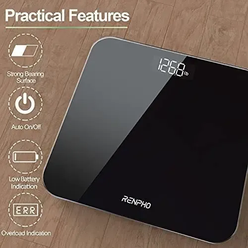 Báscula Digital Renpho Negra Con Bluetooth 180kg Pantalla App BG260R