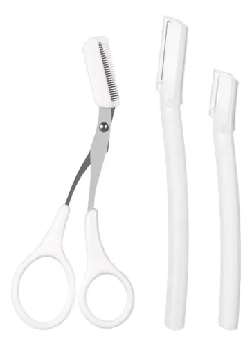Kit De Herramientas Para Depilar Cejas 4 Piezas Tijeras + Blanco