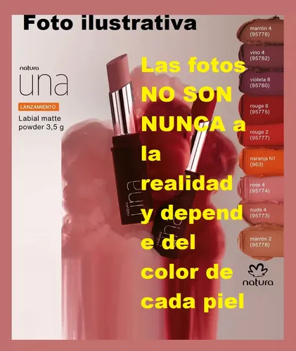 Labial Matte Powder Larga Duración 3,4g Una Natura Vegano