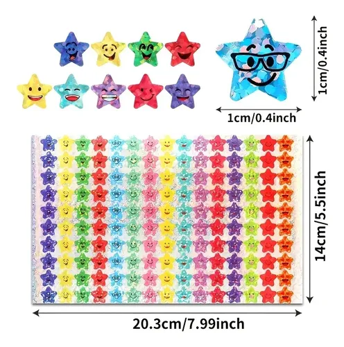 750pcs Pegatinas Estrellas Caras Feliz Premios Maestro