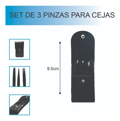 Set De 3 Pinzas Profesionales Para Cejas Con Estuche X 4
