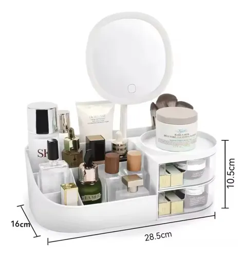 Organizador De Maquillaje Espejo Skincare Brochas Accesorios