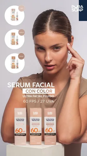 Protector Solar Facial Factor 60 Tono Medio Antiage Piel Sensible Fluido