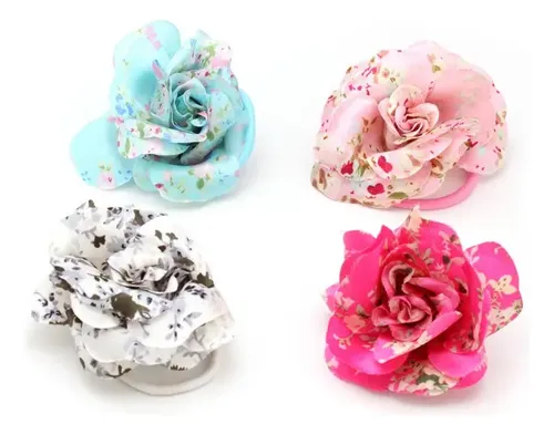 Broche De Pelo Flor Grande 4 Colores X 1 Surtido