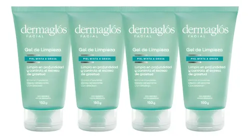 Combo X4 Dermaglos Gel Facial De Limpieza Purificante 150 Ml Grasa Día/noche