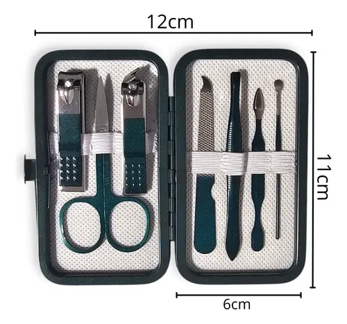 Set Manicura Estuche Alicate 7 Piezas Lima Tijera Pedicura