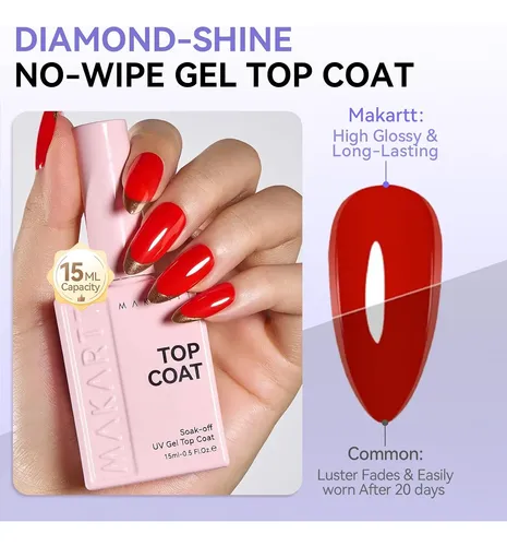 Set Gel Base Y Top Coat Brillo Diamante 15ml Uv Led