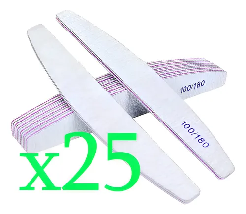 Limas Uñas Profesionales 100/180 Doble Cara Set X25 Manicura