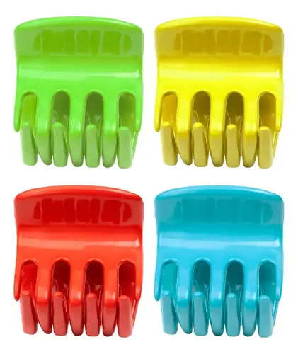 Broche De Pelo Nylon Rectangular X12u 4 Colores Color Rojo – Amarillo – Verde – Lila