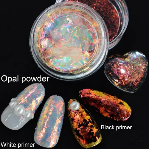 Polvos Holográficos Opal Chrome Uaruogp 2 Pack Para Uñas