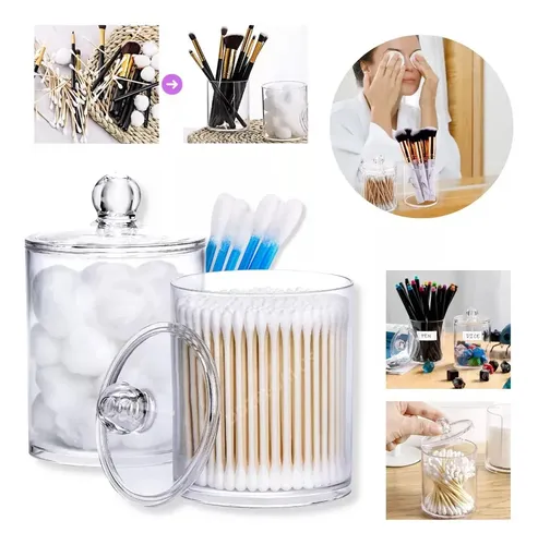 Organizador Acrílico Transparente para Hisopos Algodón y Maquillaje