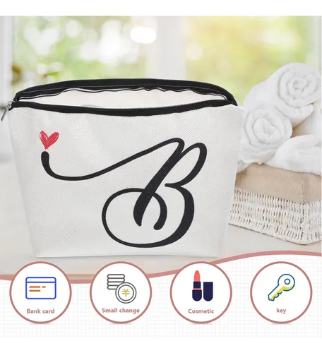 Unisex Toiletry Bag Makeup Bag Linen Storage White 1pcs