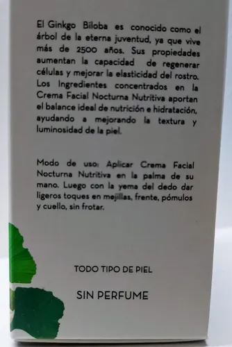 Crema Facial Nocturna Nutritiva Ginkgo Biloba 30ml Veganis
