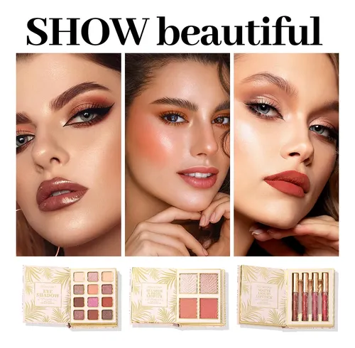 Paleta De Coloretes, Iluminadores Y Pintalabios Totalmente M