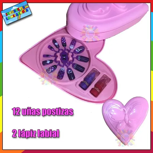 Set De Maquillaje Belleza Corazon Esmalte Pinturitas Labial