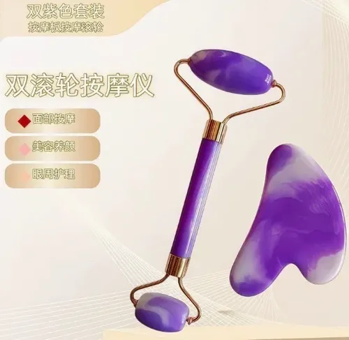 For Rodillo Facial De Cuarzo Rosa Y Gua Sha, Elegante Y