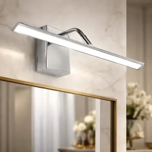 Aplique De Pared Led 50 Cm Movil Direccionable Para Baño Espejo Acero Luz Fría 220V