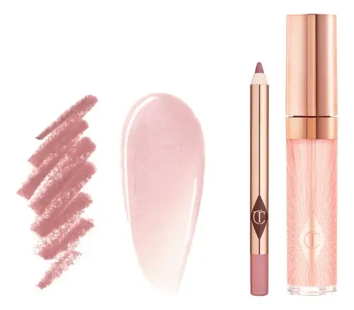 Mini Glossy Pink Lip Gloss + Lip Liner Set Charlotte Tilbury Color Fresh Pink