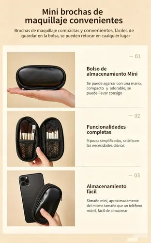 Brochas De Maquillaje Profesionales De 9 Piezas Con Mango