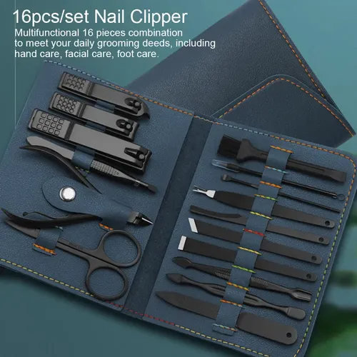 Set De Cortaúñas Y Manicura De 16 Piezas, Con Bolsa De . .