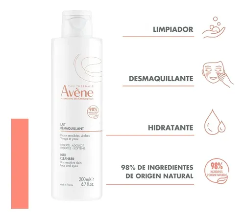 Avene Leche Limpiadora Desmaquillante Suavizante Pieles Sensibles