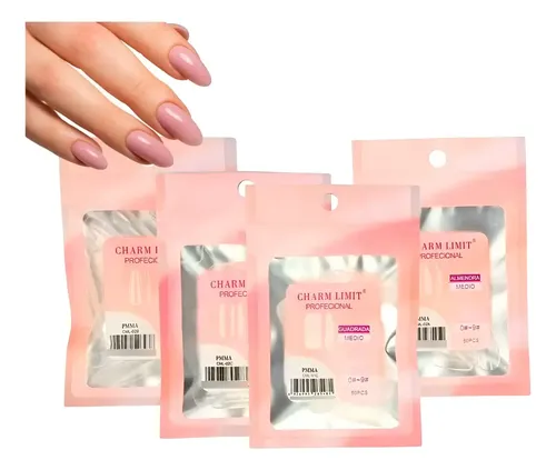 Pack X50 Tips Soft Gel Press On Medio P/ Manicuria Nails Art Color 3 Cuadrado Prelimado