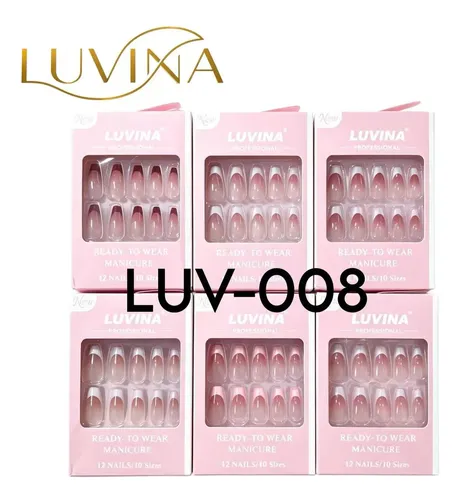Uñas Luvina Postizas Autoadhesivas Diseño French Clásicas