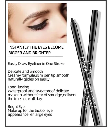 Set De 3 Lápices Delineador De Ojos Gel Negro Mate Lysdefeu